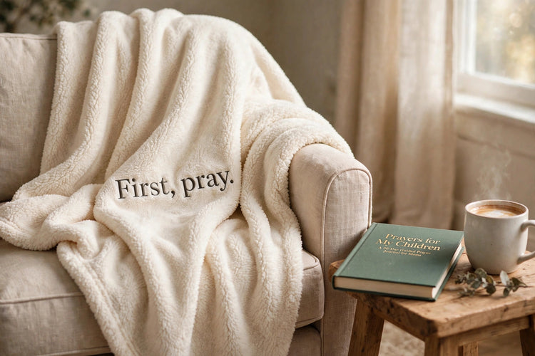 First pray blanket with the Prayers for My Children journal